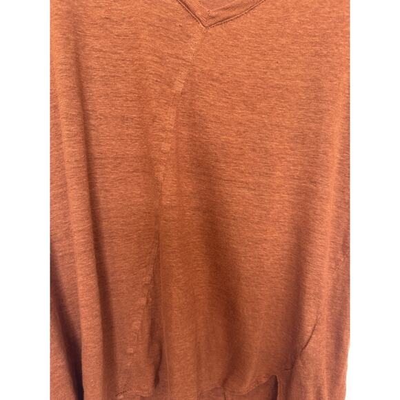 Tahari Womens 100% Linen Asymmetrical Top Size L Comfort Casual Rust Orange - Picture 4 of 11